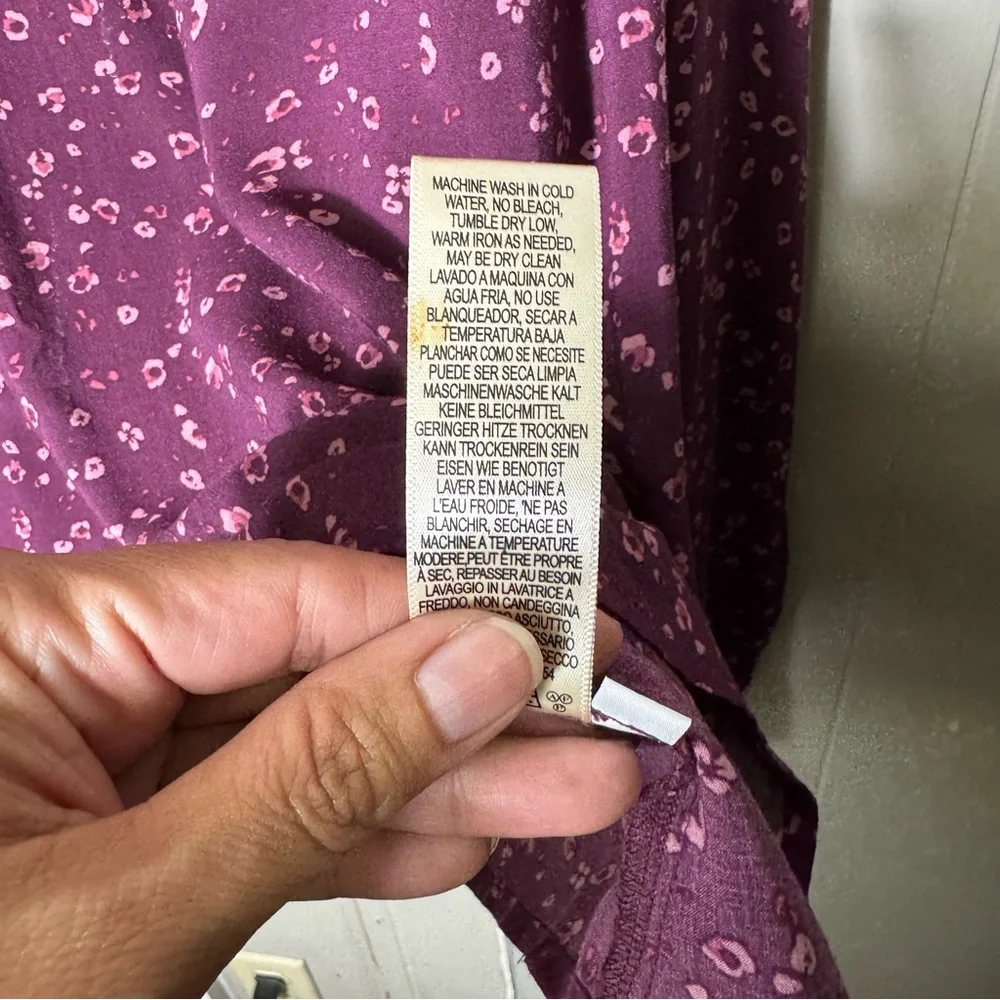 Anthropologie Cloth & Stone Jinna Floral Ruffle Blouse Purple Medium - Picture 6 of 11